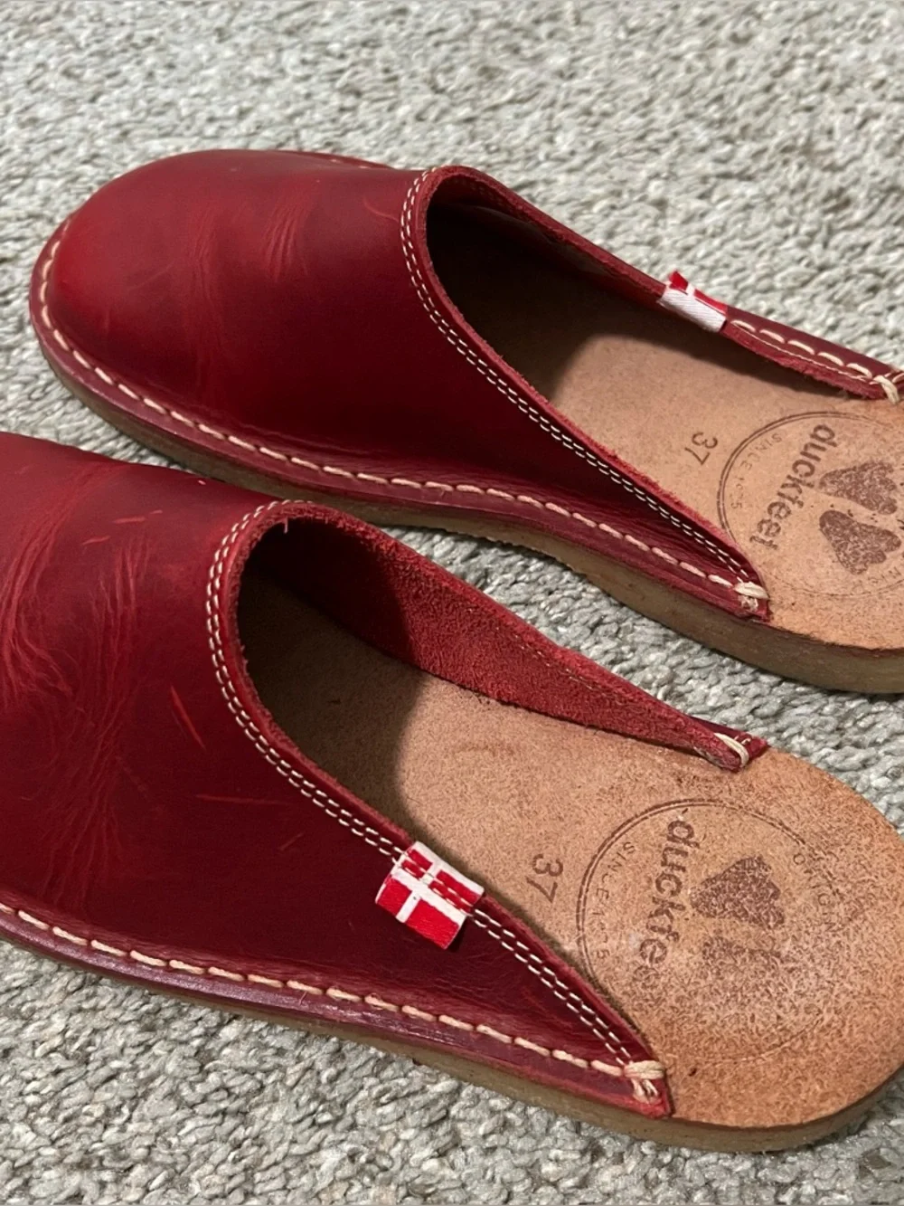 Duckfeet Red Handmade Blåvand' Mules Slip-ons - Clogs Slides Size 37 6.5/7 - Picture 9 of 10